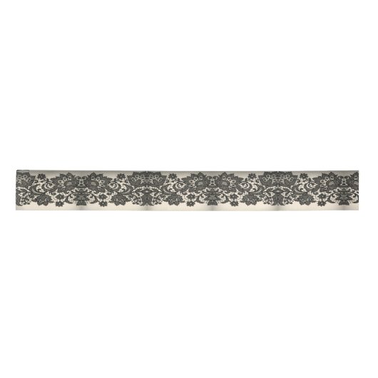 Moderne Elegante  Franse Beige Black Lace Satijnen Lint (Voorkant)