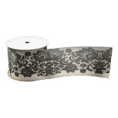 Moderne Elegante  Franse Beige Black Lace Satijnen Lint (Spoel)