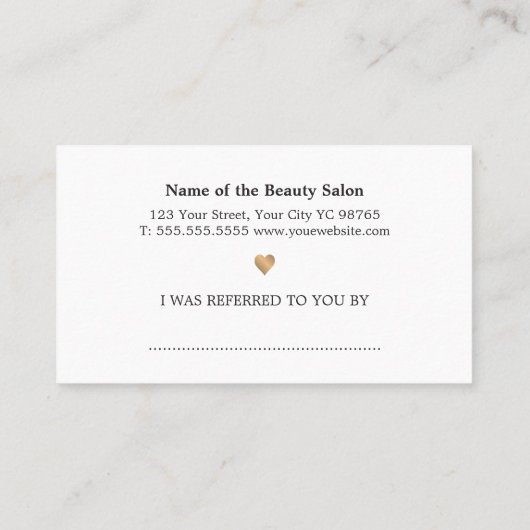 Moderne Elegante Gedrukte Kraft White Heart Beauty Aanbevelingskaartje (Achterkant)