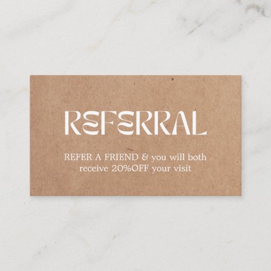 Moderne Elegante Gedrukte Kraft White Heart Beauty Aanbevelingskaartje (Voorkant)