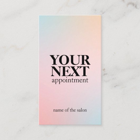Moderne elegante gedurfde pastelgradiënt afsprakenkaartje (Voorkant)