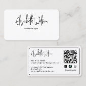 Moderne elegante gegraveerde QR-code voor makelaar Visitekaartje (Voorkant / Achterkant)