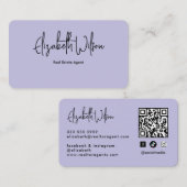 Moderne elegante gegraveerde QR-code voor makelaar Visitekaartje (Voorkant / Achterkant)