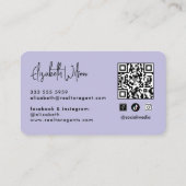 Moderne elegante gegraveerde QR-code voor makelaar Visitekaartje (Achterkant)