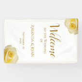 Moderne Elegante Gele Rozen Bloemen Bruiloft Welko Spandoek (Horizontaal)