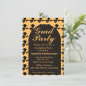 Moderne Elegante gele & Zwarte Boog Afstuderen Kaart (Staand voorkant)