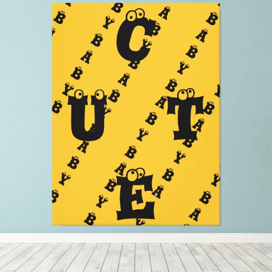 Moderne elegante gele zwarte vormgeving schattige canvas afdruk (Insitu (Houten vloer))