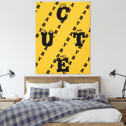 Moderne elegante gele zwarte vormgeving schattige  canvas afdruk (Insitu (Slaapkamer))