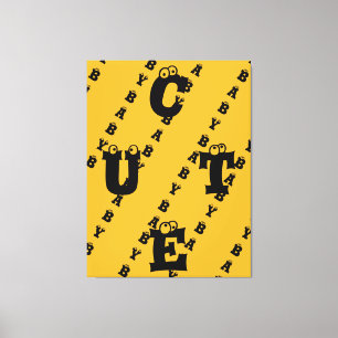 Moderne elegante gele zwarte vormgeving schattige  canvas afdruk