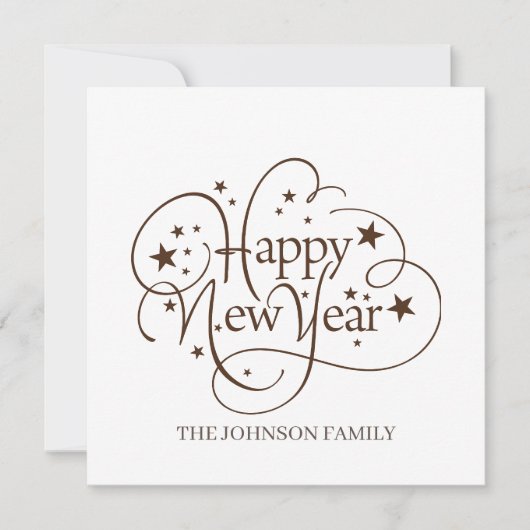 Moderne Elegante Gelukkig Nieuwjaar Script Kaart (Voorkant)