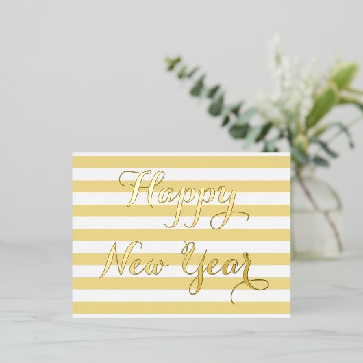 Moderne, elegante, gelukkige Faux Gold Custom DIY Folie Uitnodiging Briefkaart (Staand Voorkant)