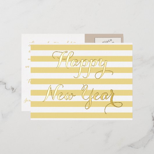 Moderne, elegante, gelukkige Faux Gold Custom DIY Folie Uitnodiging Briefkaart (Voorkant / Achterkant)