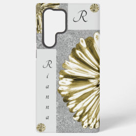 Moderne Elegante Gemarmerde Diamant Bloem Goud Samsung Galaxy Hoesje