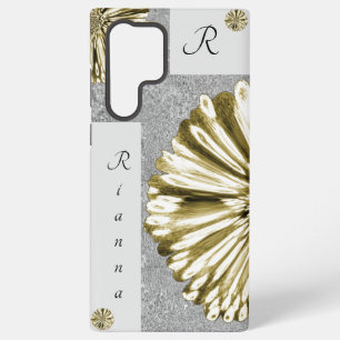 Moderne Elegante Gemarmerde Diamant Bloem Goud Samsung Galaxy Hoesje