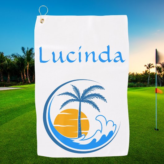 Moderne Elegante Gemerkte Trendy Palmboom  Golfhanddoek