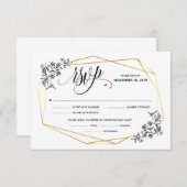 Moderne elegante geometrische trouw RSVP-kaarten Informatiekaartje (Voorkant / Achterkant)