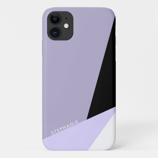 Moderne elegante geometrische violet zwart-wit Case-Mate iPhone case (Achterkant)