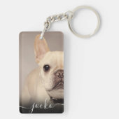 Moderne Elegante Gepersonaliseerde Foto en Tekst Sleutelhanger (achterkant)