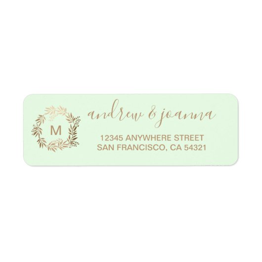 Moderne Elegante Gepersonaliseerde Gouden Monogram Etiket (Voorkant)