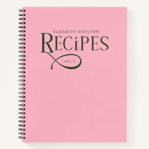 Moderne Elegante Gepersonaliseerde Groene en Roze Notitieboek