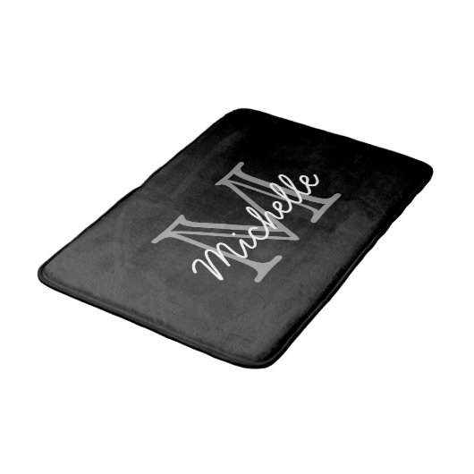 Moderne Elegante Gepersonaliseerde Naam Monogramme Badmat (Gekanteld)