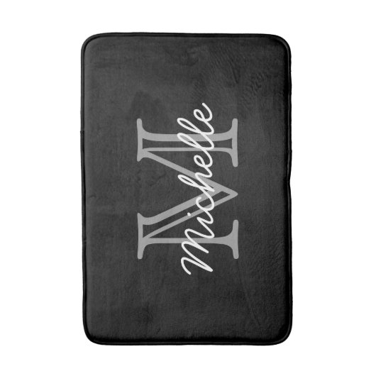 Moderne Elegante Gepersonaliseerde Naam Monogramme Badmat (Voorkant Verticaal)