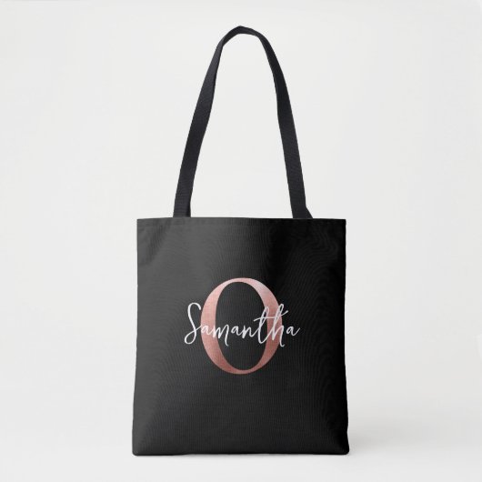 Moderne Elegante Gepersonaliseerde Roze Gouden O M Tote Bag (Voorkant)