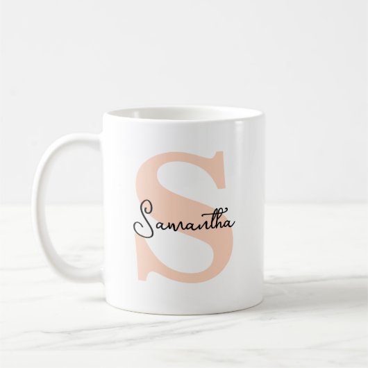 Moderne Elegante Gepersonaliseerde Roze Monogram I Koffiemok (Links)