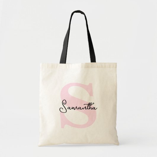 Moderne Elegante Gepersonaliseerde Roze Monogram I Tote Bag (Voorkant)