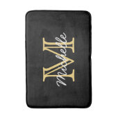 Moderne Elegante Gepersonaliseerde Zwart Goud Naam Badmat (Voorkant Verticaal)