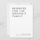 Moderne elegante gereserveerd voor trouwtafel teke kaart (Voorkant)