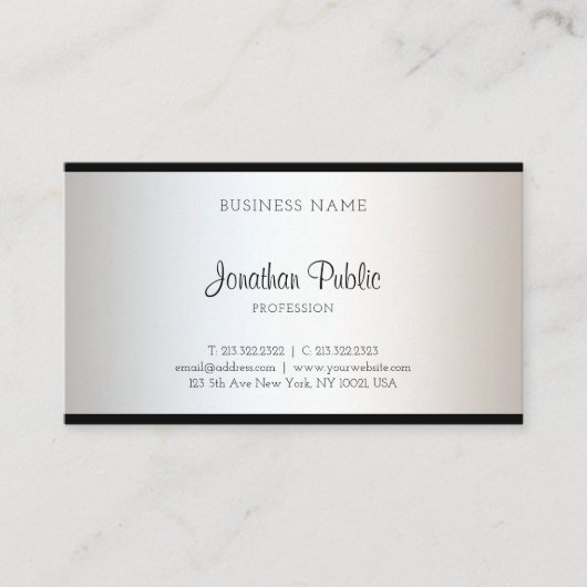 Moderne Elegante Geschreven Script Creatief Eenvou Visitekaartje (Voorkant)