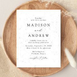 Moderne Elegante Gespikkelde Zwart-Wit Bruiloft Uitnodiging Briefkaart