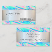 Moderne elegante, gestreept holografische Kaart Klantenkaartje (Voorkant / Achterkant)