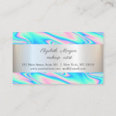 Moderne elegante, gestreept holografische Kaart Klantenkaartje (Achterkant)