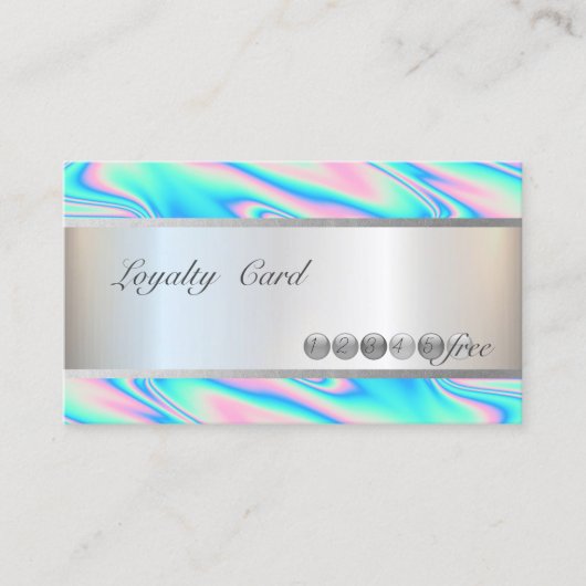 Moderne elegante, gestreept holografische Kaart Klantenkaartje (Voorkant)