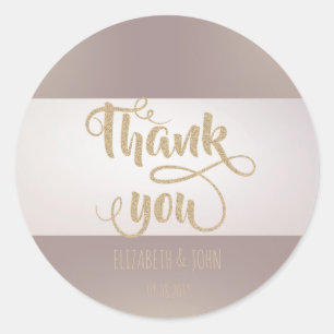 Moderne Elegante Gestreepte Dankjewelingssticker B Ronde Sticker