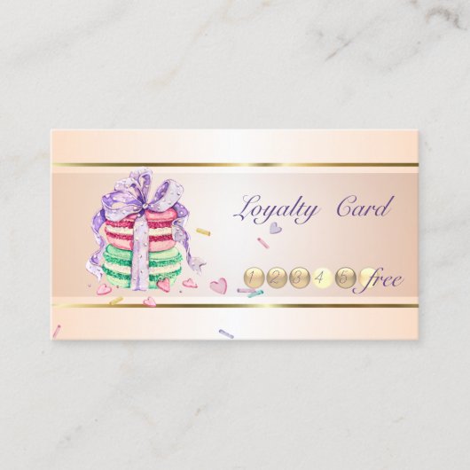 Moderne Elegante ,Gestreepte,Macarons Klantenkaartje (Voorkant)