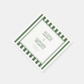 Moderne Elegante Gestreepte Olijfgroene Script Bru Servet (Hoek)