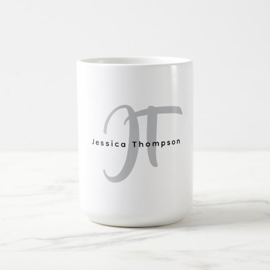 Moderne Elegante Gewone Professionele Monogram Koffiemok (Center)
