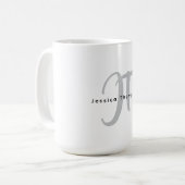 Moderne Elegante Gewone Professionele Monogram Koffiemok (Voorkant links)