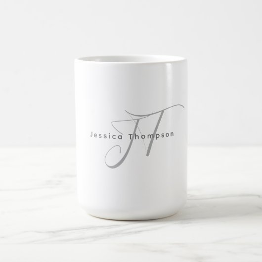 Moderne Elegante Gewone Professionele Monogram Koffiemok (Center)