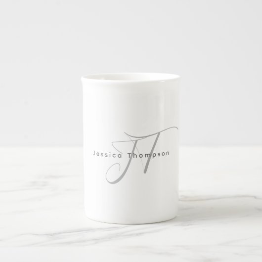 Moderne Elegante Gewone Professionele Monogram Porselein Kop (Voorkant)
