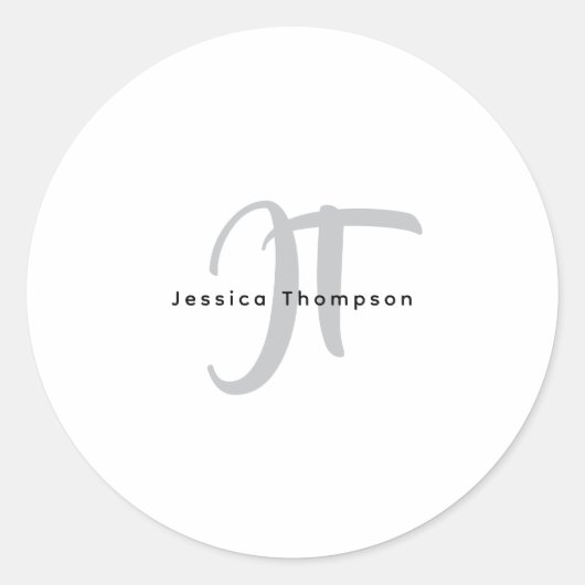 Moderne Elegante Gewone Professionele Monogram Ronde Sticker (Voorkant)