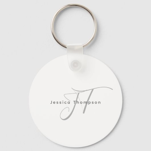 Moderne Elegante Gewone Professionele Monogram Sleutelhanger (Voorkant)