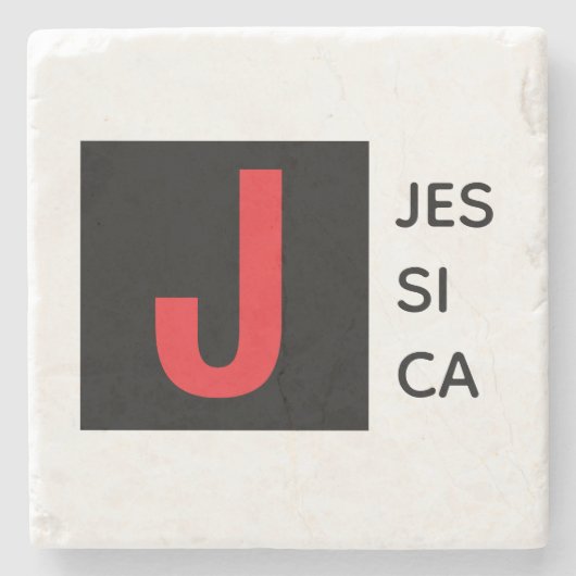 Moderne Elegante Gewone Professionele Monogram Stenen Onderzetter (Voorkant)