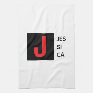 Moderne Elegante Gewone Professionele Monogram Theedoek