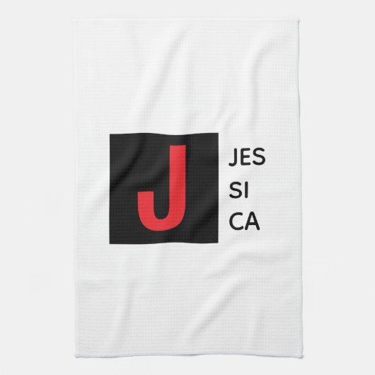 Moderne Elegante Gewone Professionele Monogram Theedoek (Verticaal)