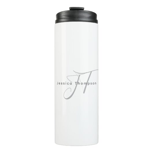 Moderne Elegante Gewone Professionele Monogram Thermosbeker (Voorkant)