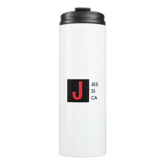 Moderne Elegante Gewone Professionele Monogram Thermosbeker (Voorkant)